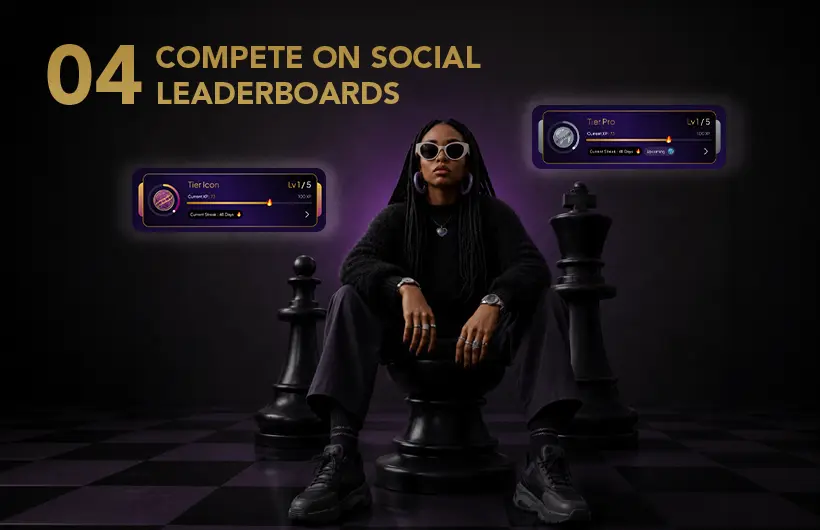 Your XP and streaks go social. See where you rank against friends and make every session count.